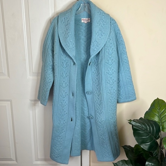 Vintage Charles & Co Wool Chunky sweater cardigan cable knit jacket Sweater Sz M - Picture 1 of 15